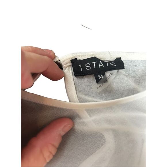 1 State Ladies Transparent Pearl white Bodysuit blouse size M NWT - Picture 6 of 15